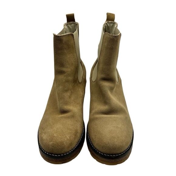 Avellini Suede Chelsea Ankle Boots Lug Chunky Sole Tan Size 39 US 8 - Picture 2 of 9